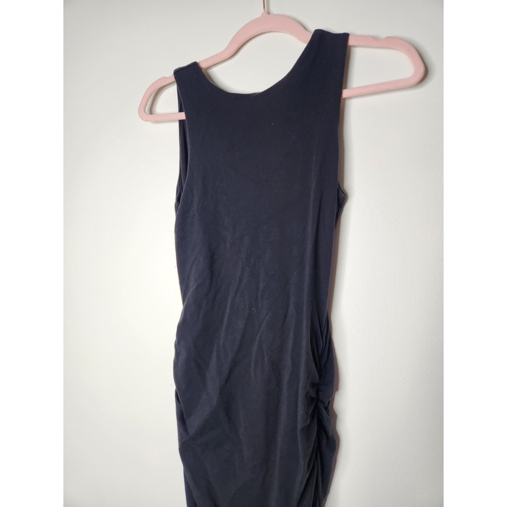 Athleta Comeback‎ Bodycon Side Ruched Tank Midi Dress Size XS Black Blue - Picture 4 of 10